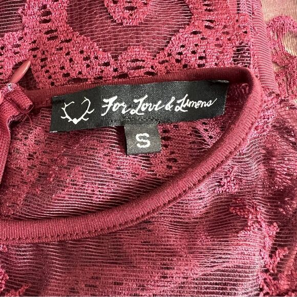 For Love & Lemons Red Lulu Lace Sheer A-Line Mini Dress Size S - Picture 12 of 13